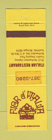 Matchbook Cover - Fior D Italia Italian Southfield MI WEAR