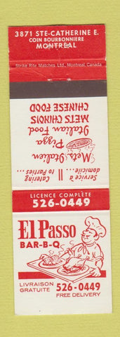 Matchbook Cover - El Passo BBQ Montreal QC
