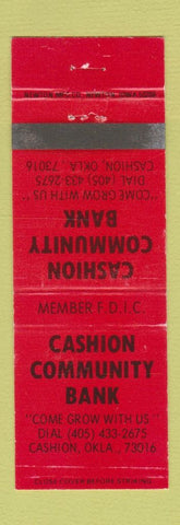 Matchbook Cover - Cashion Community Bank OK WEAR RED