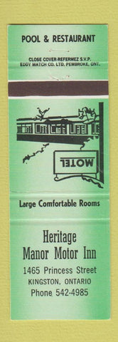 Matchbook Cover - Heritage Manor Motor Inn Kingston ON