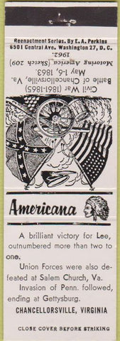 Matchbook Cover - Perkins Americana Civil War Chancellorsville VA White