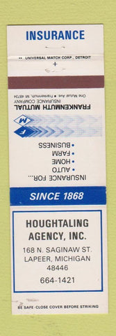 Matchbook Cover - Frankenmuth Mutual Insurance Houghtaling Lapeer MI
