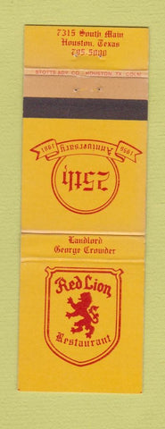 Matchbook Cover - Red Lion Restaurant Houston TX WORN