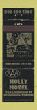 Matchbook Cover - Holly Motel Brattleboro VT