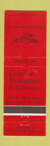 Matchbook Cover - Paradise Restaurant Bennington VT