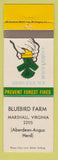 Matchbook Cover - Prevent Forest Firest Bluebird Farm Marshall VA