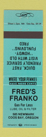 Matchbook Cover - Fred's Franko Gas Coos Bay OR