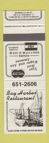 Matchbook Cover - Bay Harbor Restaurant Myrtle Beach SC