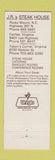 Matchbook Cover - JR's Steak House Fairfax VA Rocky Mount NC