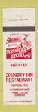 Matchbook Cover - Country Inn Restaurant Imperial MO