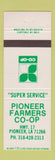 Matchbook Cover - Pioneer Farms COOP Pioneer LA
