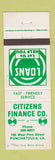 Matchbook Cover - Citizens Finance Ponchatoula LA