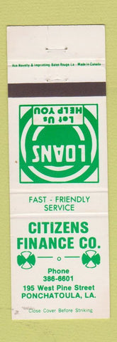 Matchbook Cover - Citizens Finance Ponchatoula LA