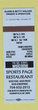 Matchbook Cover - Sports Page Restaurant Kannapolis NC BLUE
