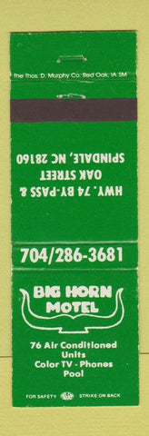 Matchbook Cover - Big Horn Motel Spinedale NC