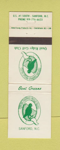 Matchbook Cover - Qual Ridge Golf Club Sanford NC