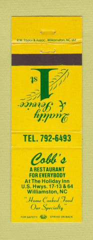 Matchbook Cover - Cobb's Restaurant Williamston NC