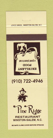 Matchbook Cover - Pine Ridge Restaurant Winston Salem NC