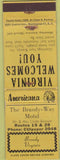 Matchbook Cover - Perkins Americana Brandy Way Motel VA Yellow
