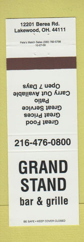 Matchbook Cover - Grand Stand Bar Grille Lakewood OH
