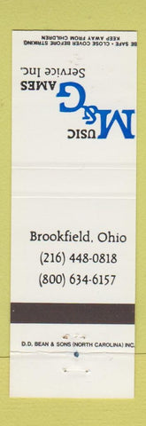Matchbook Cover - Music and Games Brookfield OH