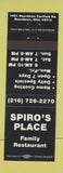 Matchbook Cover - Spiro's Place Boardman OH