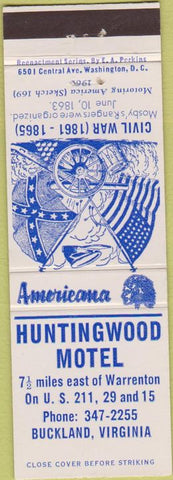 Matchbook Cover - Perkins Americana Huntingwood Motel Buckland VA White