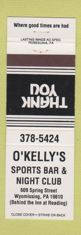Matchbook Cover - O'Kelly's Sports Bar Wyomissing PA