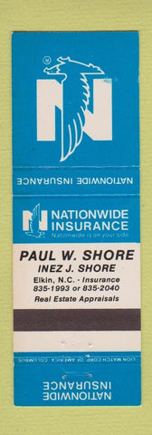 Matchbook Cover - Nationwide Insurance Paul shore Inez Elkin NC