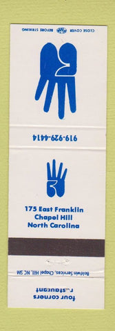 Matchbook Cover - Four Corners Restaurant Chapel Hill NC