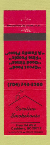 Matchbook Cover - Carolina Smokehouse Cashiers NC