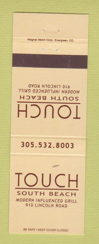 Matchbook Cover - Touch South Beach Grill Miami Beach FL