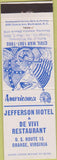 Matchbook Cover - Perkins Americana Jefferson Motel Orange VA White