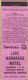 Matchbook Cover - Perkins Americana Lake Manahoac Motel Washington VA Pink