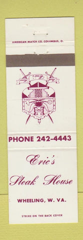 Matchbook Cover - Eric's Steak House Wheeling WV