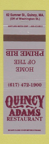 Matchbook Cover - Quincy Adams Restaurant Quincy MA