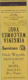 Matchbook Cover - Perkins Americana Dixie Wayside Motel VA Yellow