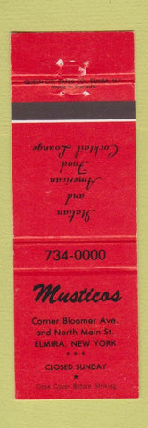 Matchbook Cover - Musticos Elmira NY Italian