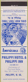 Matchbook Cover - Perkins Americana Philippi Motel  WV White
