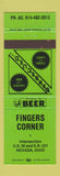 Matchbook Cover - Fingers Corner Nevada OH  GREEN