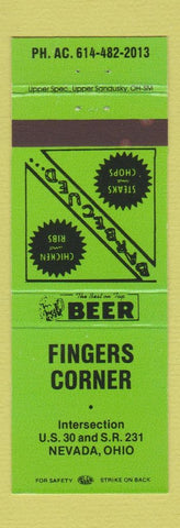 Matchbook Cover - Fingers Corner Nevada OH  GREEN