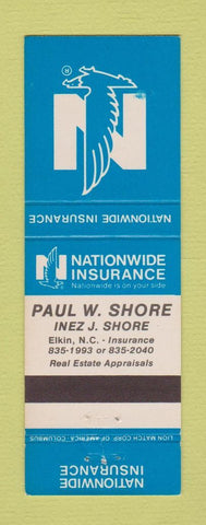 Matchbook Cover - Nationwide Insurance Paul shore Inez Elkin NC