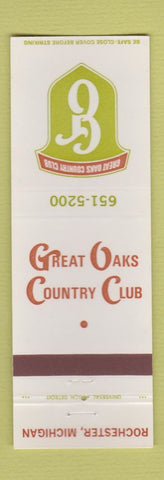 Matchbook Cover - Great Oaks Country Club Rochester MI