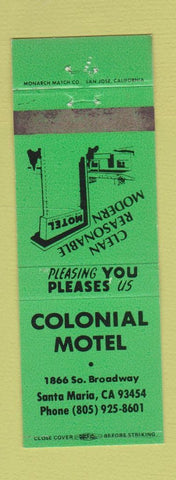 Matchbook Cover - Colonial Motel Santa Maria CA