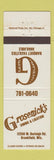 Matchbook Cover - Grosenick's Restaurant Brookfield WI