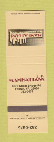Matchbook Cover - JD Manhattan's Fairfax VA