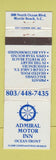 Matchbook Cover - Admiral Motor Inn Myrtle Beach SC