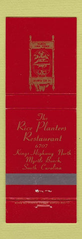 Matchbook Cover - Rice Planters Restaurant Myrtle Beach SC