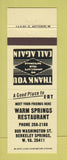 Matchbook Cover - Warm Springs Restaurant Berkeley Springs WV PEACH