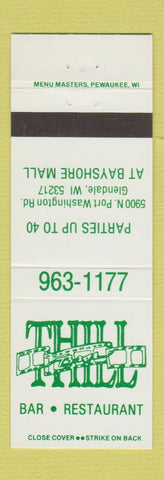 Matchbook Cover - Thrill Bar Restaurant Glendale WI